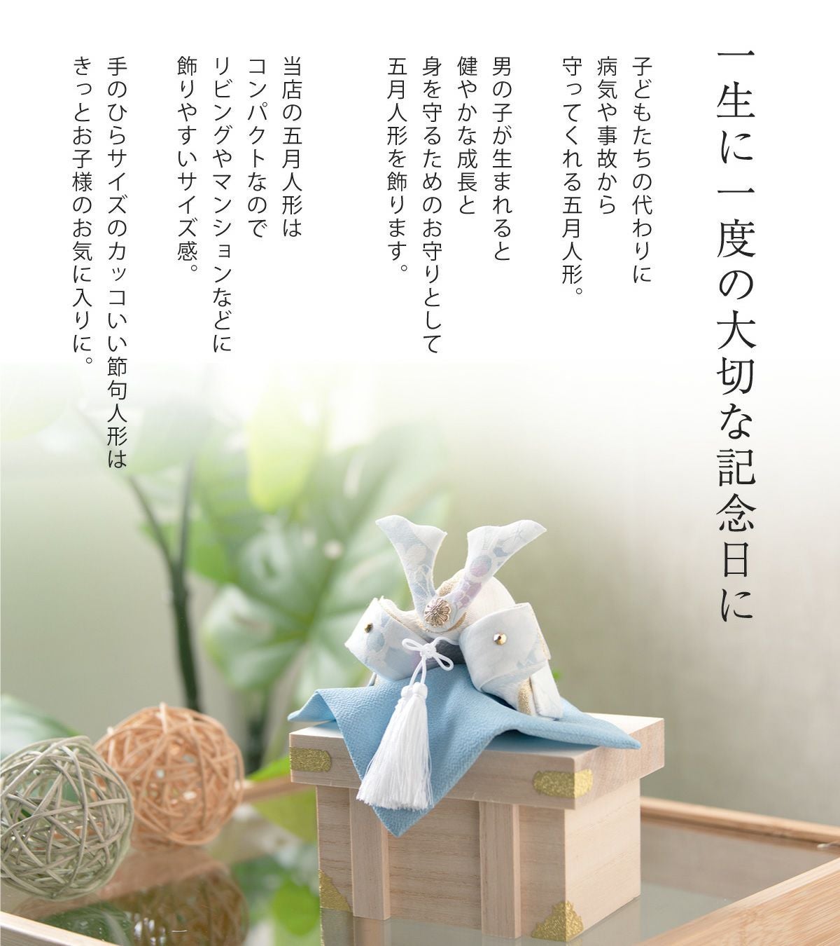 五月人形 兜 兜飾り コンパクト かわいい ケース飾り 初節句 (大)透彩