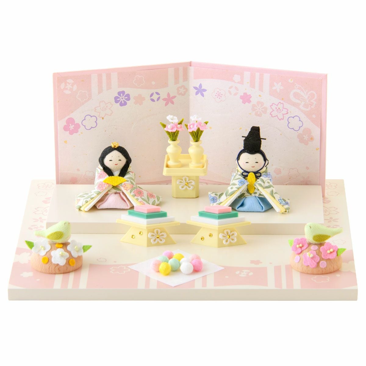 新発売!! 雛人形 コンパクト かわいい 花ひな親王飾り ケース飾り