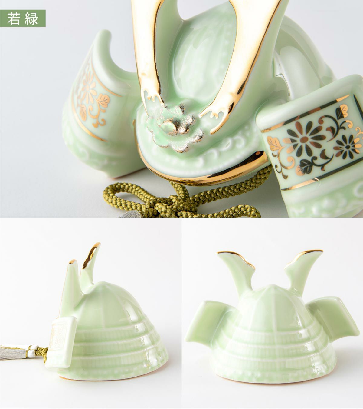新作】五月人形 兜 兜飾り 陶器 コンパクト かわいい 初節句 西陣織